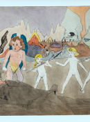 a)
1- are captured by Glandelinians
2- Vivian girls pursued by forest fire
3- they can thank heaven
b) Trapped in lighted part of caverns